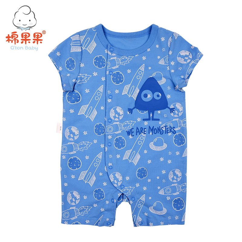 棉果果夏季男童满印偏襟连体连身衣哈衣M212720219288