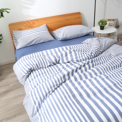 老米优品 / 无印工厂直供 水洗棉渐变条纹VS渐变格纹，百昏百水洗棉四件套床品！ 商品图12
