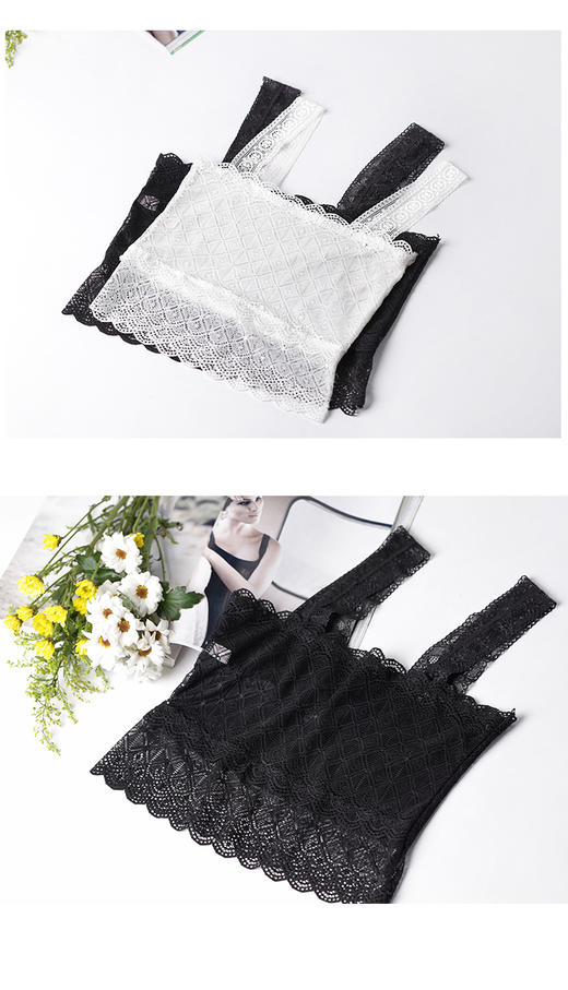 韩版菱形蕾丝抹胸裹胸 打底防走光抹胸短款吊带背心 商品图10