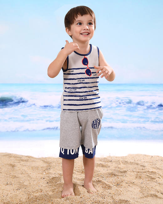 棉果果夏季男童拼接七分裤M212201219307 商品图1