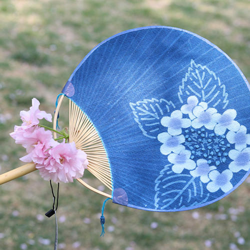 【贵州苗寨工艺】手工棉麻刺绣扎染扇子/团扇(礼品)