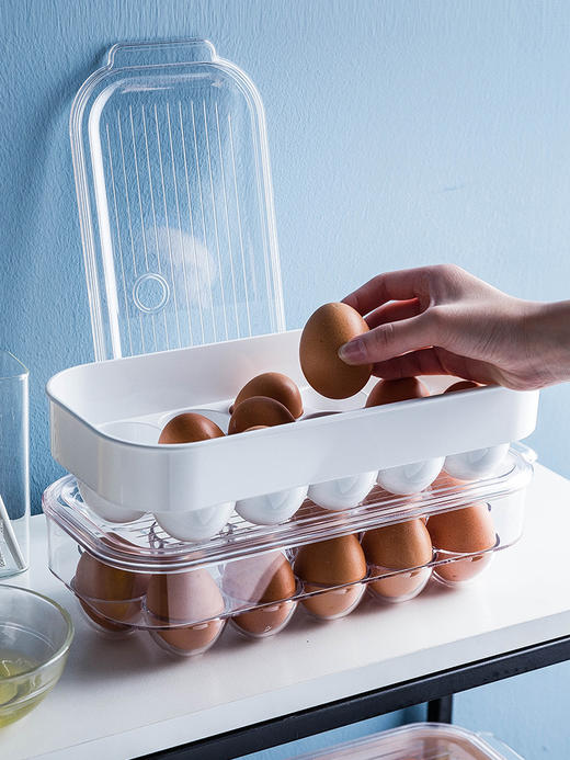 摩登主妇冰箱鸡蛋盒16格蛋架可叠加保鲜收纳盒厨房家用鸡蛋架蛋托