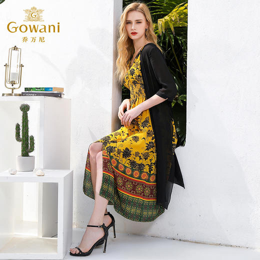 乔万尼夏印花度假沙滩裙真丝桑蚕丝连衣裙两件套装女长款EN2G600 商品图1