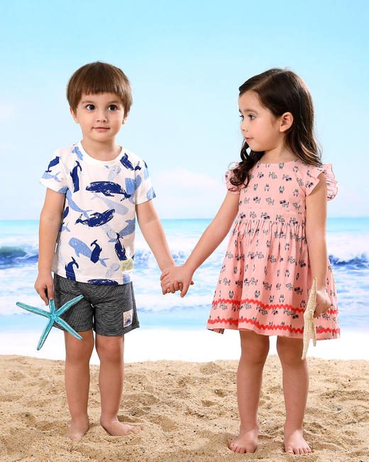 棉果果夏季男童色织条中裤短裤M212203419304 商品图1