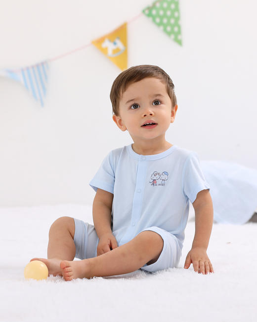 棉果果夏季男童女童短袖对开连体衣连身衣哈衣  M201722419227 商品图1