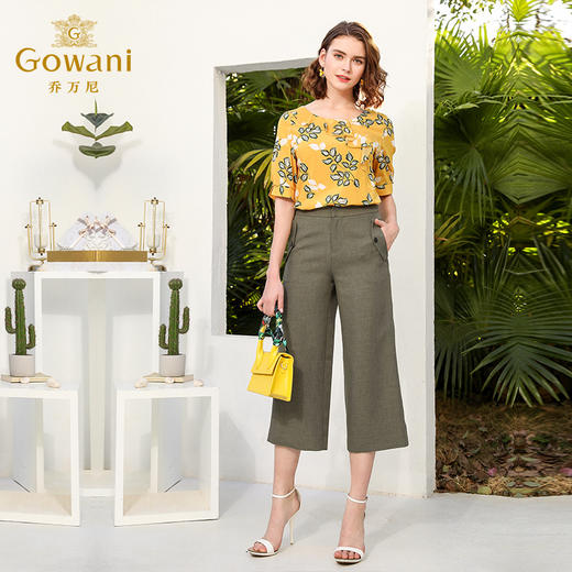 乔万尼衬衫设计感小众印花宽松直筒真丝桑蚕丝短袖上衣女EN2C572 商品图1