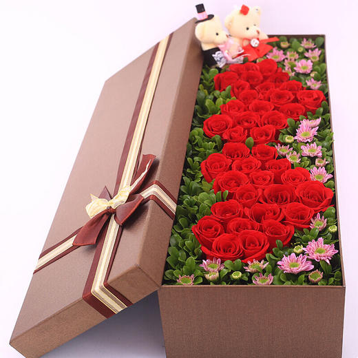 33朵玫瑰礼盒送女朋友老婆送爱人生日520表白女神节情人节礼物同城