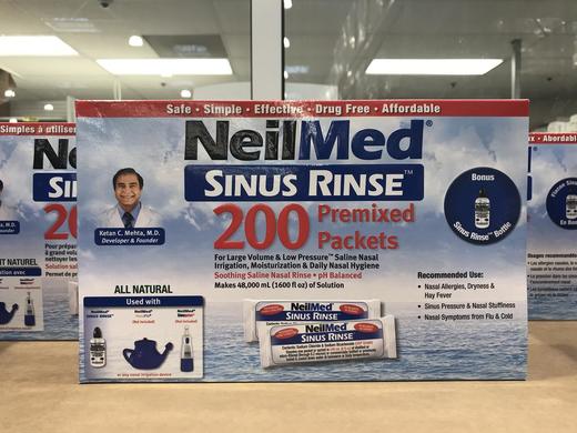 NeilMed Sinus Rinse洗鼻器洗鼻盐套装（240ml洗鼻瓶+200包专用洗鼻盐包）温哥华直邮 商品图0