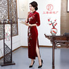 上海旗袍厂ZAYS新品手工旗袍弹力丝绒长款钉珠旗袍时尚亮片钉珠旗袍 商品缩略图1
