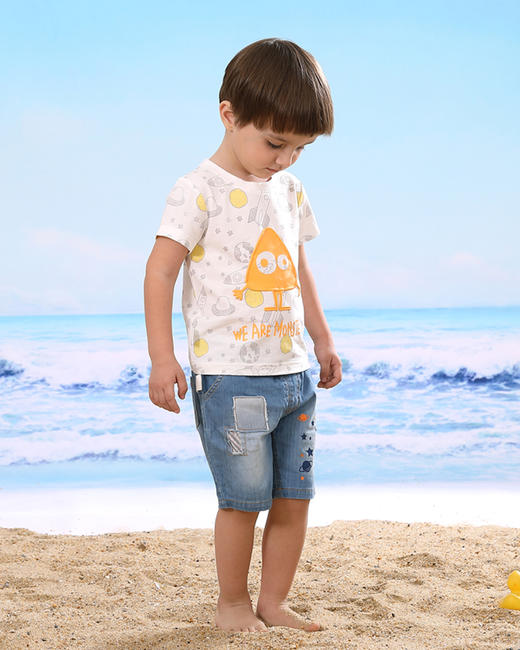 棉果果夏季男童梭织牛仔中裤短裤M212202219282 商品图2