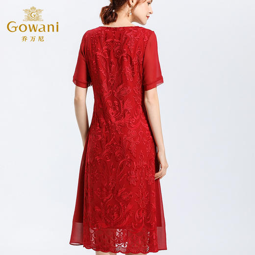 乔万尼夏红装礼服裙优雅真丝连衣裙桑蚕丝中长款EN2E565 商品图2