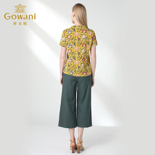 乔万尼夏季衬衫中国风复古印花宽松直筒真丝桑蚕丝上衣女EN2C567 商品图3