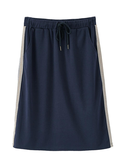 茵曼2019夏装新款橡筋腰时尚直筒休闲文艺百搭运动范弹性半身裙女