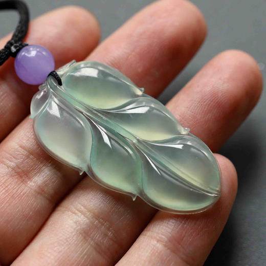 高冰种淡晴水翡翠叶子 商品图7