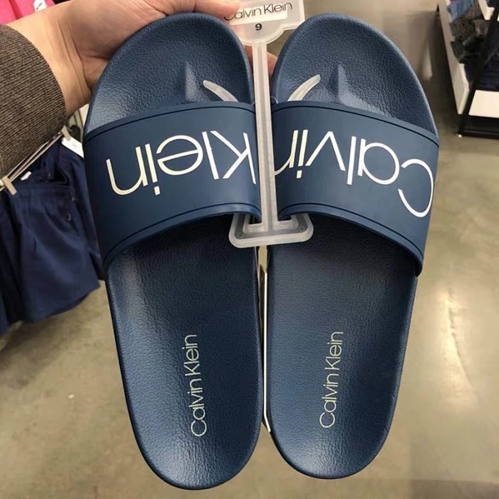 可验证calvin klein ck男士拖鞋休闲logo软底平跟凉拖!