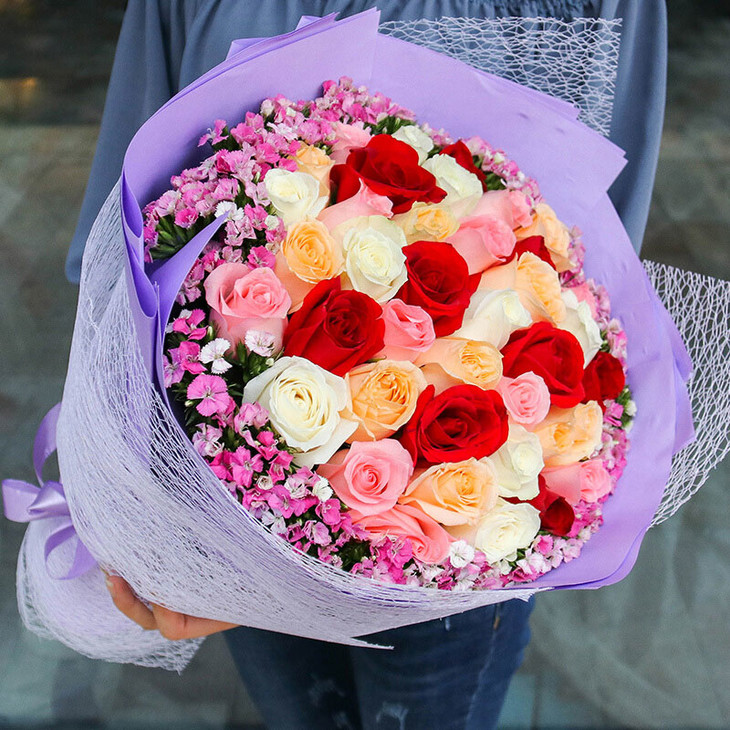 33朵玫瑰花束混搭精美花束送女友妈妈老师领导母亲节浪漫520告白表白