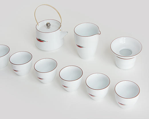 吴冠中《伴侣》甜白玉瓷茶具套装 商品图1