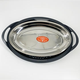 美善品小美专用TM5TM6小美专用椭圆形不锈钢蒸鱼盘碟子蓝丽隆