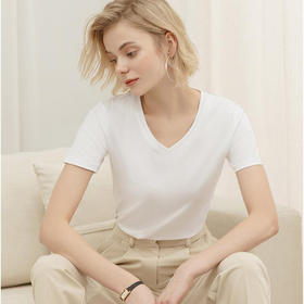 【丝滑透气 6色可选】极简Ins风 气质丝光棉T恤 百搭圆领&V领 短袖全棉
