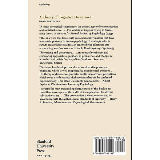 预售 【中商原版】费斯汀格：认知失调理论 英文原版 A theory of cognitive dissonance Leon Festinger 商品图1
