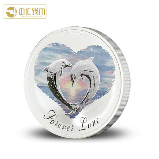 海豚之恋永恒的爱 彩色银币配永生花套装 商品图1