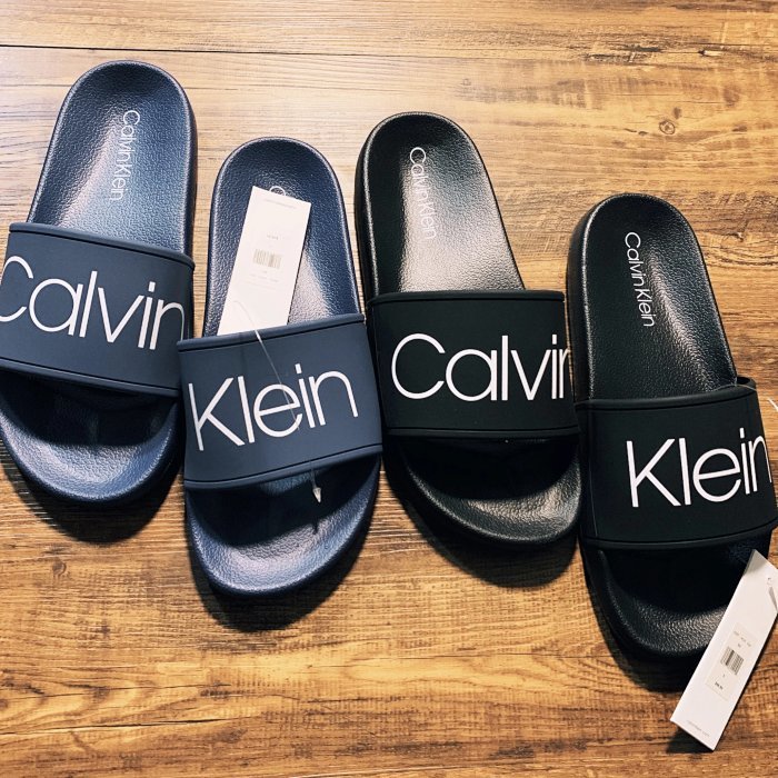 可验证calvin klein ck男士拖鞋休闲logo软底平跟凉拖!