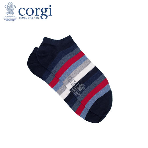 CORGI柯基英国进口男女同款船袜薄款多色条纹休闲亲肤精梳棉手工短袜 商品图0