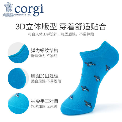 英国CORGI·夏季新款男士轻棉船袜时尚浅口休闲运动透气耐磨短袜 商品图2