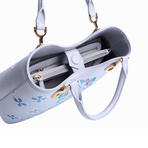 SAINTJOY/上久楷 宋锦女式拎包 浅兰锦绣满堂.浅灰 BWS16A1301 商品图3