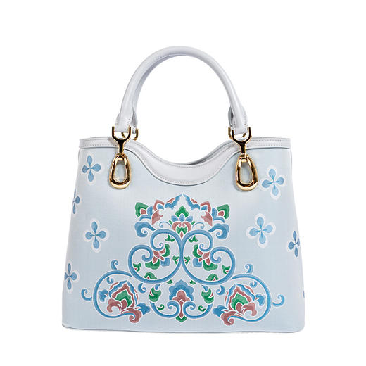 SAINTJOY/上久楷 宋锦女式拎包 浅兰锦绣满堂.浅灰 BWS16A1301 商品图0