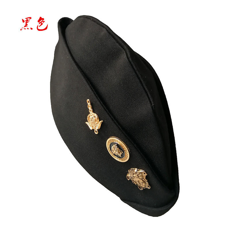 水兵舞帽子船帽3个扣徽章帽子跳舞表演演出帽子 Xzbl
