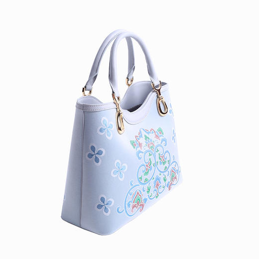 SAINTJOY/上久楷 宋锦女式拎包 浅兰锦绣满堂.浅灰 BWS16A1301 商品图5