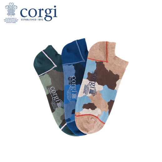 英国CORGI·夏季新款男女款情侣袜迷彩船袜短袜休闲运动浅口袜 商品图1