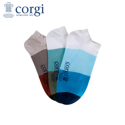 CORGI柯基英国进口男士船袜日系小清新薄款条纹精梳棉手工短袜 商品图0