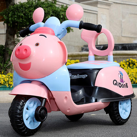 奇动猪公仔儿童电动摩托车