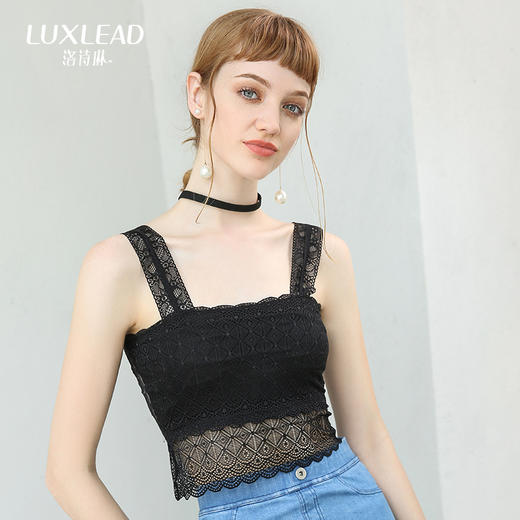 韩版菱形蕾丝抹胸裹胸 打底防走光抹胸短款吊带背心 商品图0