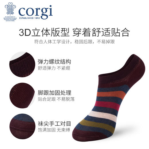英国CORGI·夏季新款女士轻棉时尚条纹袜浅口短袜休闲运动船袜 商品图2
