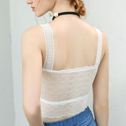 韩版菱形蕾丝抹胸裹胸 打底防走光抹胸短款吊带背心 商品图1