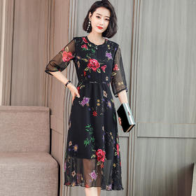 XY-9055夏季新款时尚潮流优雅显瘦真丝连衣裙