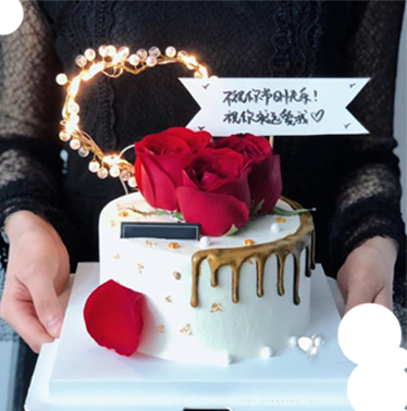 【爱心玫瑰】-生日蛋糕/纪念日/鲜花蛋糕
