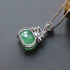 冰种阳绿翡翠吊坠两面戴18k白金镶嵌 商品缩略图3