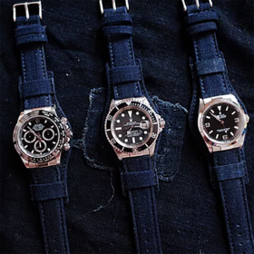 Simple Union Watch Strap Vintage Indigo Bund Strap Premium (Rolex)古布表带