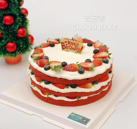 【红丝绒草莓裸蛋糕】 商品图0