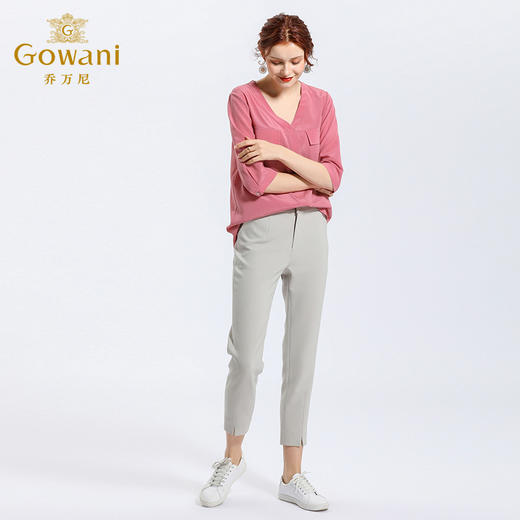 乔万尼休闲裤子女夏季时尚修身显瘦纯色薄款小脚九分裤EN2F586 商品图1