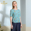 乔万尼真丝上衣女夏印花欧货时尚宽松薄款短袖桑蚕丝衬衫EN2C603 商品缩略图1