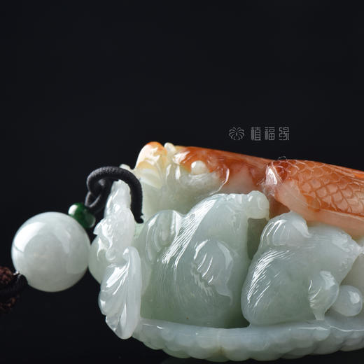 【五子登科】带皮白翡飘绿把玩件  BW301056 商品图4