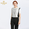 乔万尼夏季时尚条纹宽松直筒气质短款针织短袖女上衣薄款EN2M595 商品缩略图1