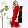 乔万尼夏红装复古刺绣宴会礼服真丝桑蚕丝连衣裙女中长款EN2E611 商品缩略图1