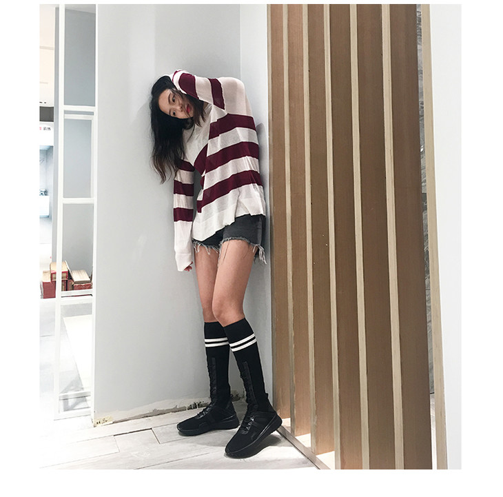 大斌ins超火袜子鞋女透气弹力长筒袜靴学院风休闲运动高帮鞋