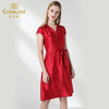 乔万尼真丝连衣裙夏印花修身收腰红色桑蚕丝衬衫裙中长款EN2E532 商品缩略图3